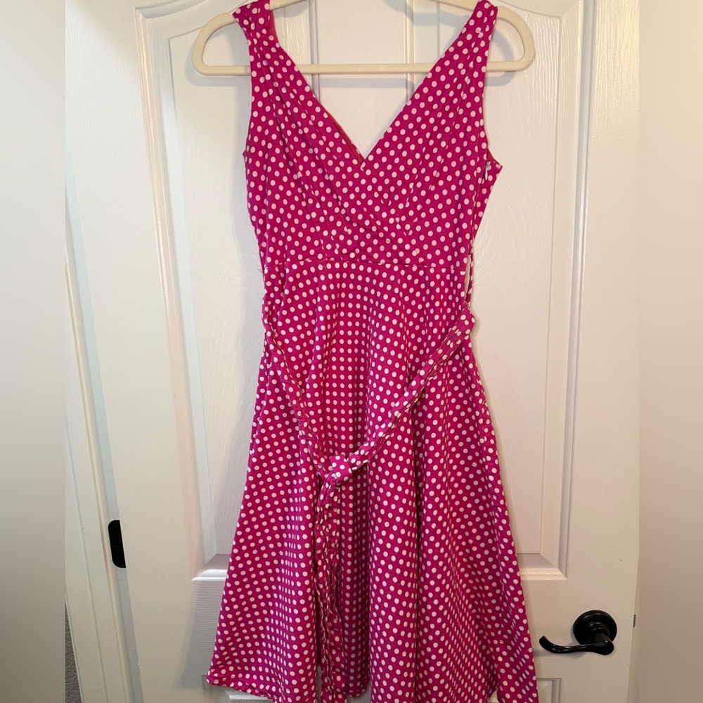 Grace Karin Vibrant Pink Dress with White Dots
